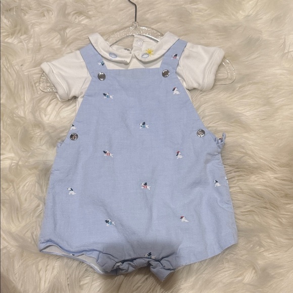 Jacadi Light Blue Kids Overalls with Embroidery